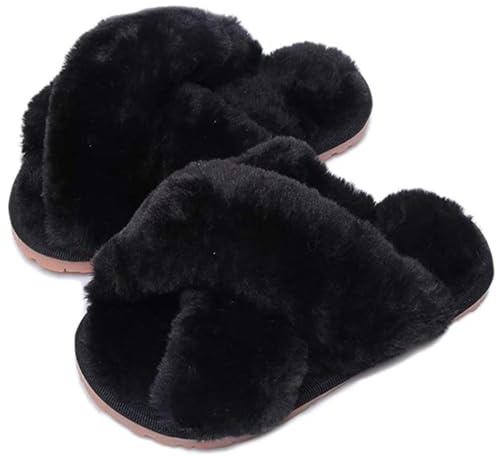 Hitopteu Pantofole Donna Peluche Casa Scarpe Bambini Invernali Slippers Ciabatte Aperta Pantofole Pelose Fluffy Infradito