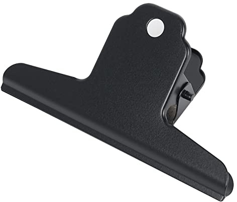 GUOKOFF Grande Bulldog Clip, 12 Pieza, 4 Pulgada Bulldog Clip, 100mm Binder Paper Clips Pinzas Metal Papel de Bisagra Clip, Negro Binder Clip, Clips Grande de Metal para Bisagra para Oficina, Escuela