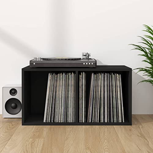 Gabinetes y estantes de almacenamiento de medios - Armarios y almacenamiento - Caja de almacenamiento de vinilo negro 71x34x36 cm aglomerado