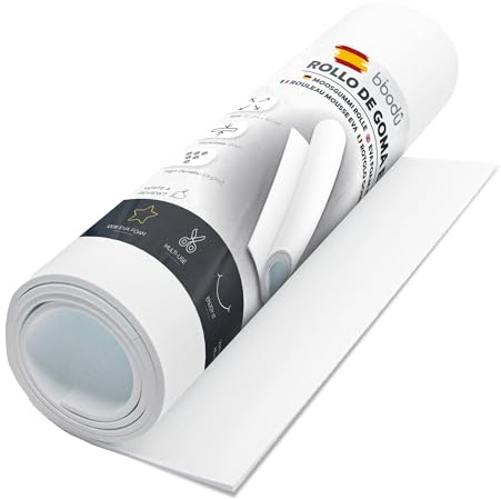BIBODU 2 mm EVA-skumrulle, vit, arkstorlek 150 x 32 cm, densitet 80 kg/m3, skummaterial för hantverk, cosplay, klädsel, Halloween, lämplig för pojkar och flickor (vit 2 mm)