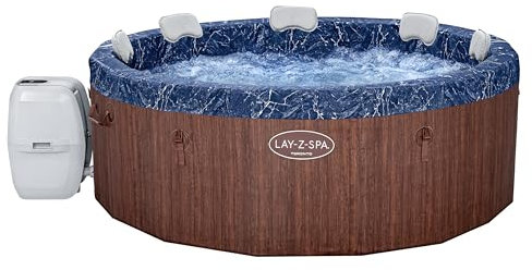 Lay-Z-Spa Toronto, 180 Airjet Plus Massage System, Foam Wall Hot Tub, 60 Percent More Energy Efficient, Wifi Control, Includes Padded Pillows, 5-7 Person