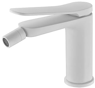 Robinet de salle de bain Krobec, mitigeur monocommande avec douchette rotative, robinets pour lavabo et bidet, aérateur amovible, H59 Laiton blanc mat, eau chaude et froide, sans plomb.