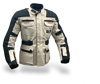 TLA EXPLORA LIGHT Veste moto avec protections homologuées CE classe A, doublure imperméable amovible, tailles jusqu'à 7XL homme, femme. Veste moto Enduro, Tourisme, Aventure, demi-saison (Gris, 4XL)