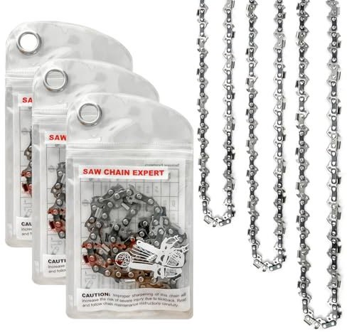 reevnnmer Lot de 3 chaînes de rechange pour tronçonneuse 20,3 cm, pas de 3/8 LP, calibre 1,3 mm, 33 maillons d'entraînement, conforme aux normes ANSI