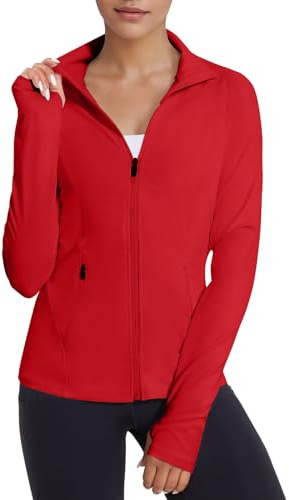 VUTRU Chaqueta de entrenamiento para mujer, con cremallera completa, ligera, para gimnasio, yoga, correr, con bolsillos