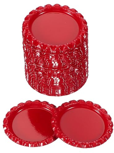 PATIKIL 100 Pieces Bottle Caps for Crafts, 1 Inch Decorative Double Sides Printed Flat Bottle Caps Bulk for DIY Pendants Scrapbooks Badge, Red