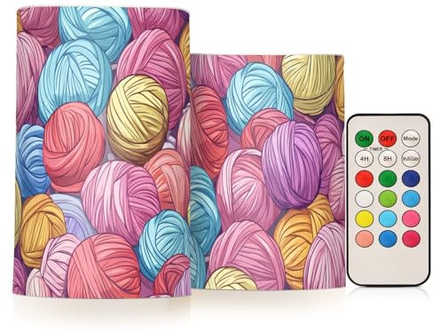 Palline di filato colorate decorative tremolanti a batteria led senza fiamma candele elettroniche antivento con timer per la notte del Ringraziamento Funzionamento a batteria