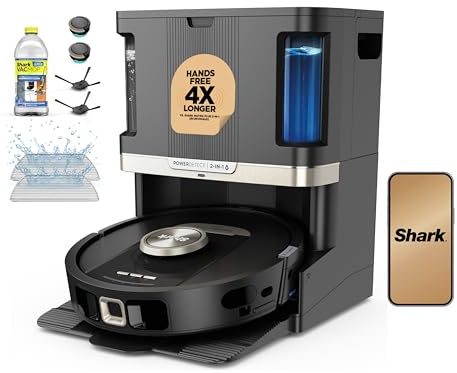 Shark Robot Vacuum & Mop Combo, PowerDetect NeverTouch Pro, Self-Emptying, Self-Refill with Self-Clean Pad Wash & Dry, 60-Day Debris Capacity, 30-Day Refill Tank, 5 Technologies, Black, AV2800ZEBK