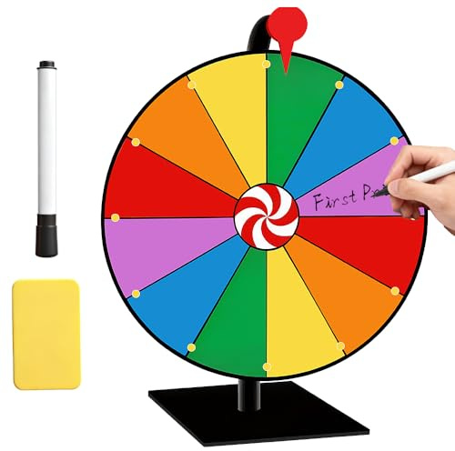 Wxeadu Roue de la Fortune, 30cm Personnalisable Roue de la Chance 12 Créneaux, Réutilisable la Roue de la Fortune, Colorées Roue Jeu pour Jeux de Loterie, Jeux de Mots, Carnaval, Fête, Pub