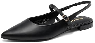 DREAM PAIRS Women's Low Heel Dress Ballet Flats,Black,6.5
