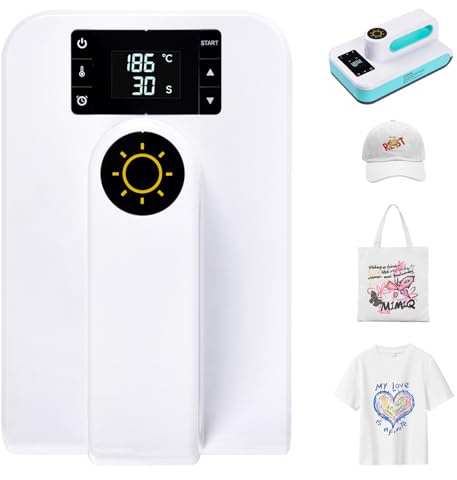 Teckzoon Överföringspress, bärbar värmepress t-shirt tryckmaskin, snabb uppvärmning kon timer, automatisk avstängning, gör-det-själv buigelpress för kläder, väskor, kuddar, hattar
