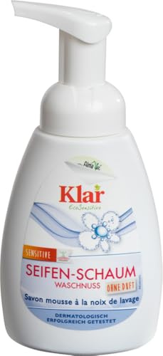 Klar eco Sensitive tvålskum, tvättnöt, 240 ml, utan doft, vegansk, tvåldispenser, perfekt för allergiker
