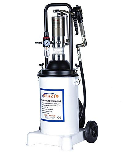 KATSU Pompe à Graisse Pneumatique 13L Portable Pistolet à Graisse à Air Graisseur Distributeur Lubrificateur pour Voiture Camion Machines avec 4m Tuyau, 600 bar Pression de Pompe