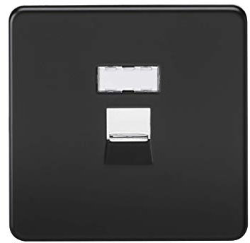 Knightsbridge SFRJ45MB, Screwless Rj45 Network Outlet-Matt Black W/Chrome Shutter