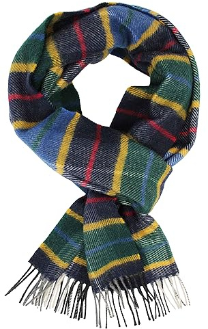Rotfuchs Bufanda tejida bufanda a cuadros amarillo-azul 100% lana (Merino)