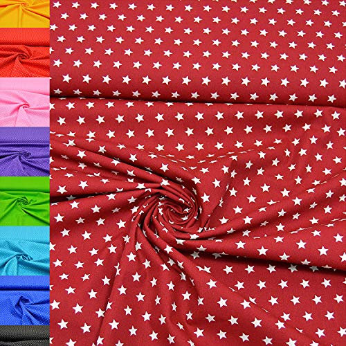MAGAM-Stoffe Amelie Sterne Baumwollstoff Oeko-Tex Meterware 50cm (06. Dunkelrot)