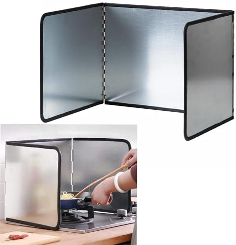Wuciray Height 30CM Stove Splatter Guard for Cooking Kitchen Anti Splatter Shield Guard Portable Folding Cooker Side Fat Oil Splash Guard Splash Back Splatter Screen for Frying Pan Wall Hob Grease