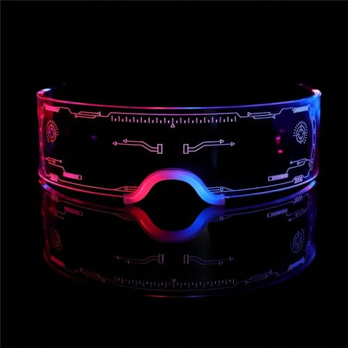 NIWWIN LED-Lichtgläser, futuristische leuchtende Eyewear, mit 7 Arten von Beleuchtungsmodi Neon elektronische Gläser, DJ-Zubehör, Karnevals-dekorative Requisiten, Partyversorgungen (Futuristic)