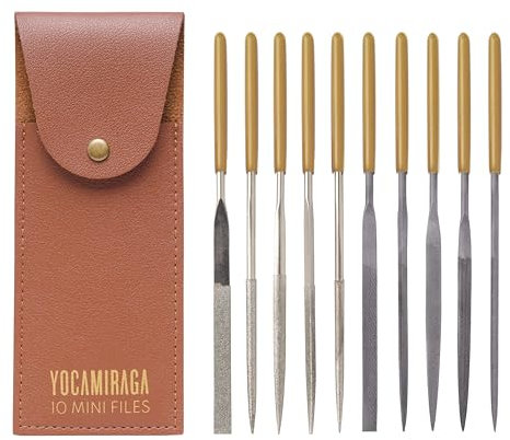 YOCAMIRAGA Nadelfeilen-Set, 5 Diamantfeilen und 5 kleine Feilen, Mini-Feilen-Set mit Kunstlederhülle