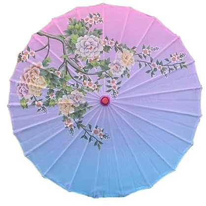 TFLBANGEL 33 Rainproof Windproof Handmade Chinese Oiled Paper Umbrella Parasol Classical Painting Dancing Props Retractable Plum Blossom Umbrella with Elegant Handle And Tassels (OPTION 1)