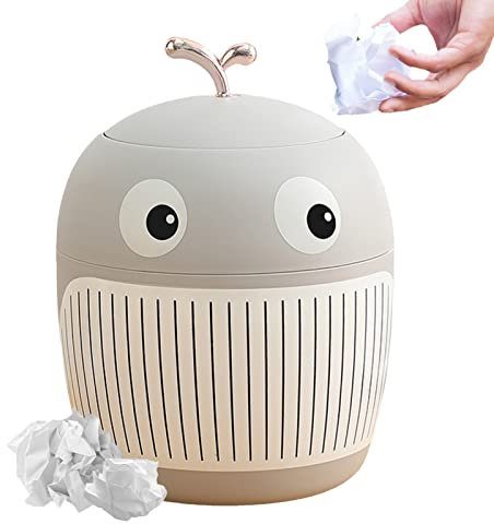 Jauhmui Simpatico mini cestino per la carta da scrivania con coperchio, in plastica, piccolo cestino per la spazzatura da tavolo, ufficio, design compatto, mini secchio per cosmetici, per cucina,