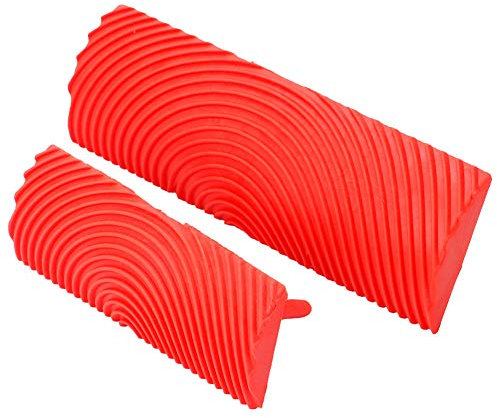 Tiiyee Wood Grain Effect Tool, Faux Pattern Paint Texture Art DIY Natural Graining Stamp Maker Rubber Roller Brush Painting Tools for Household Office Wall Room Art Paint Decoration 2 Pcs (8.7/13 cm)