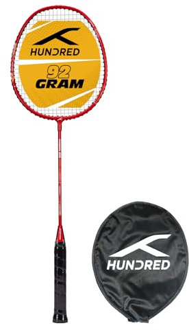 HUNDRED Powertek 200 PRO Badmintonschläger mit Schutzhülle | Besaitet | Material: Aluminium | Für Fortgeschrittene Spieler | Maximale Bespannung: 18–20 lbs