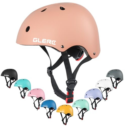 Glerc Kinder Fahrradhelm für 3-8 Jahre alte Jungen Mädchen, Kinder Fahrrad Zubehör, stoß- und schlagfester Fahrradhelm für Kinder,S,Pfirsich
