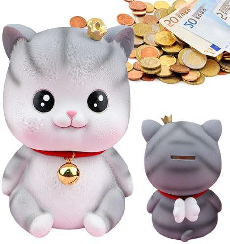 LPAMABA - Hucha con forma de gato y ángel, hucha esmaltada linda con apertura giratoria, de gran capacidad anticaídas para monedas, ideal para niñas, niños y adultos