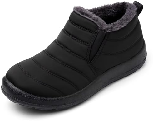 Scecocrs Bottes de neige d'hiver pour femme avec doublure en fourrure, antidérapantes, imperméables, chaudes, avec fermeture éclair, noires, Noir , 42 EU