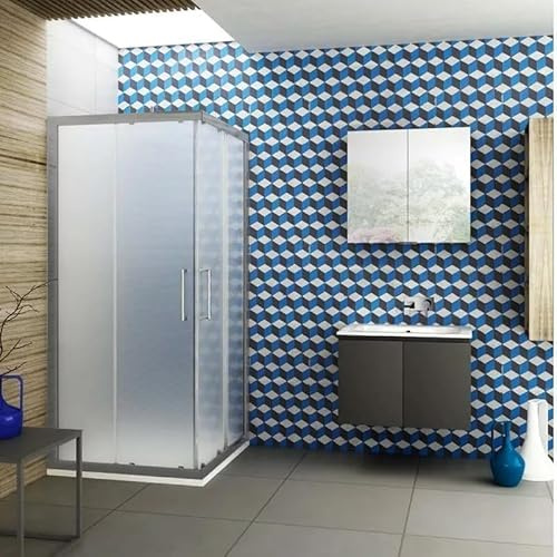 WITIT BOX DOCCIA ANGOLARE SCORREVOLE KARMEN ANTE IN VETRO CRISTALLO OPACO SATINATO 6mm QUADRATO - RETTANGOLARE - SEMICIRCOLARE (70x120 cm Rettangolare)