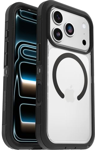 OtterBox Defender Series Pro XT Clear MagSafe Hülle für iPhone 17 Pro, stoßfest, Ultra-robust, schützende Hülle, 7X getestet nach Militärstandard, Transparent/Schwarz