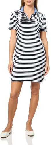 Nautica Women's Johnny Collar Polo Knit Dress, Night Sky/Bright White, Medium