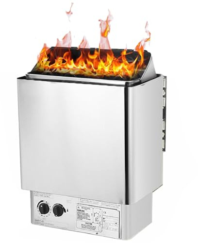 ToayNia Riscaldatori elettrici per Sauna, Stufa per Sauna a Vapore Secco, riscaldatore per Sauna Domestica, Stufa elettrica per Sauna in Acciaio Inossidabile, con Controller Interno 6.0KW/220V