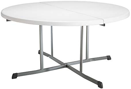 LIFETIME 25402 Commercial Round Fold in Half Table, 5 Feet, White Granite