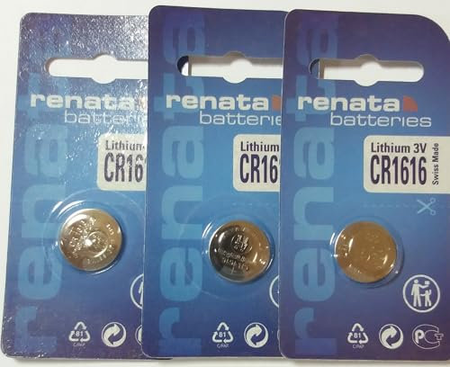Renata CR1616 3 V Lithium Knopfzelle Uhrenbatterie), ecr1616, BR1616