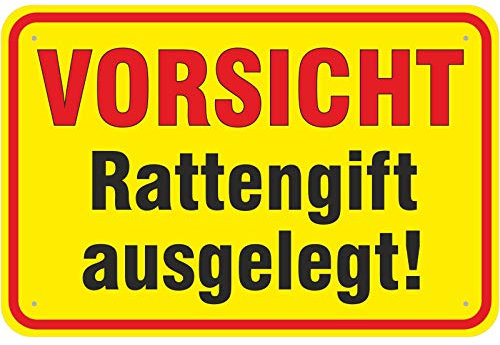 Schild Vorsicht Achtung Rattengift ausgelegt aus Aluminium-Verbundmaterial 3mm stark 20 x 30 cm