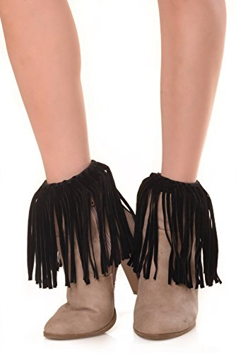 ICONOFLASH Women's Vegan Suede Boot Cuffs, Black