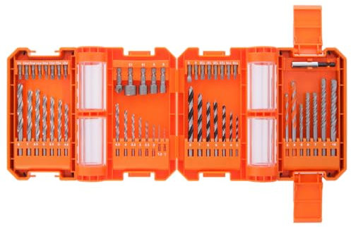 WELLCUT Set di 51 punte combinate include punte da trapano in titanio HSS, punte da trapano per legno, set di punte per cacciavite con supporto magnetico, custodia portatile fai da te