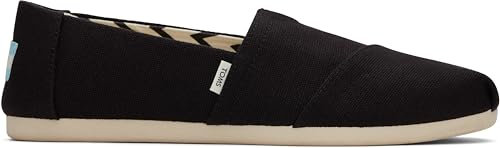 TOMS Damen Alpargata aus recycelter Baumwolle Flache Slipper, Schwarz Weiß, 42.5 EU