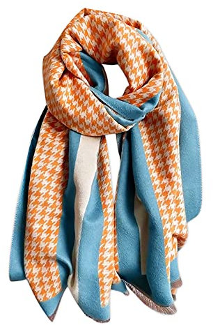 LumiSyne Damen Winter Kaschmir Schal Mode Tücher Klassische Hahnentritt Pashmina Schals Mit Quasten/Fransen Warme Weiche Langer Verdickter Stolen Schultertuch