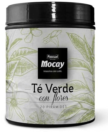Caffé Mocay – Infusión Té Verde con Flores – Pack 2 Latas de 20 Pirámides – 40 Pirámides Compostables - Digestivo, Diurético
