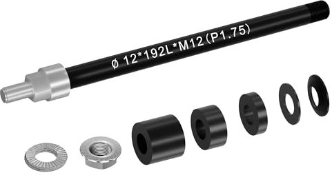 NICEDACK Axe Traversant M12 x 1,75-167-192 mm avec Adaptateur pour Attelage de Remorque de vélo, Demi-Longueur Réglable