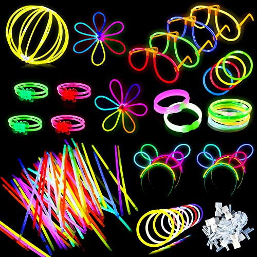 GOLDGE 224 Stück Knicklichter Party Set mit 100 Leuchtstäbe Knicklichter, Kinder Leuchtarmbänder | Knicklichter Kinder | Neon Leuchtstäbe Party Pack für Hochzeiten Partys Geburtstage Silvester Deko