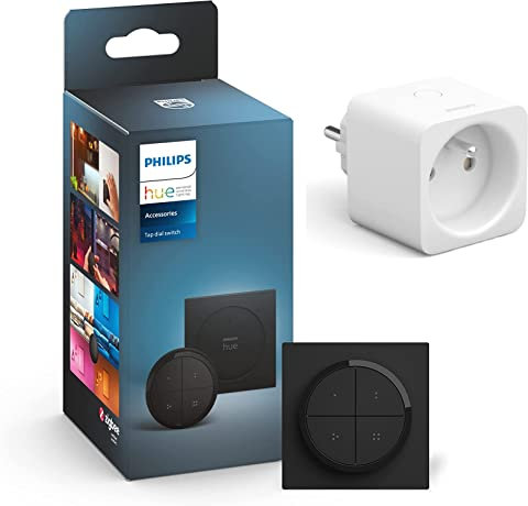 Philips Hue bouton télécommande Tap Dial Switch, noir, permet le contrôle de plusieurs pièces ou une zone Smart Plug, prise connectée, fonctionne avec Alexa, Google, et Apple Homekit