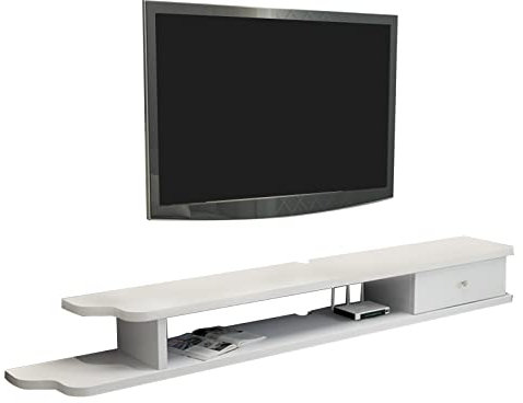Mobile TV a Parete Supporto TV a Parete, Console Centrale di Intrattenimento TV Galleggiante Moderna per Box Cavo/Xbox One, Mensola TV Galleggiante da 35,4/43,3/51,1 Pollici per Sotto Tv/B/90Cm