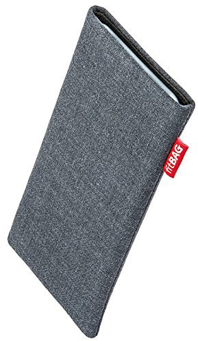 fitBAG Jive Grau Handytasche für Samsung Galaxy A25 5G Tasche aus Textil-Stoff mit Microfaserinnenfutter | Hülle mit Reinigungsfunktion | Made in Germany