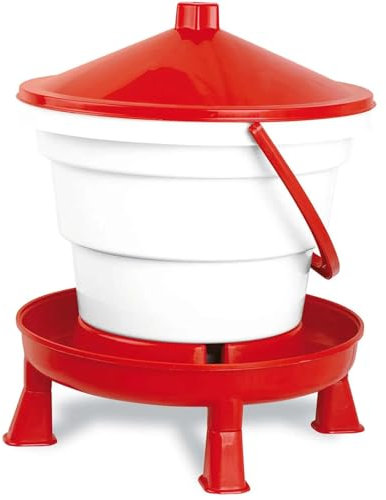 Agrarzone Geflügeltränkeimer mit Füßen 16 Liter rot - robuste Hühnertränke mit Tragegriff - automatische Wasserzufuhr - Geflügeltränke für Hühner, Enten & Geflügel