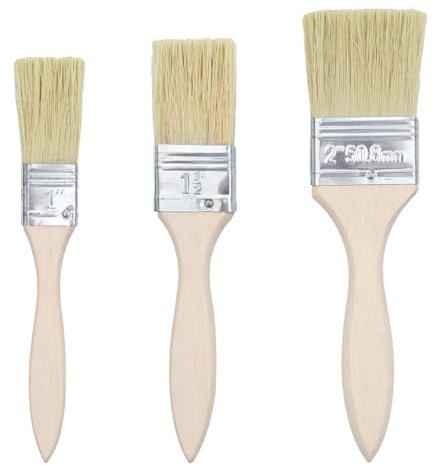 Lot de 3 Pinceaux à Peinture,Pinceaux Peinture Mur,Pinceau Plat Peinture,Pinceau Plat,Manche en Bois,pour Travaux de Peinture avec Peintures et Vernis(25,35,47mm de Largeur)