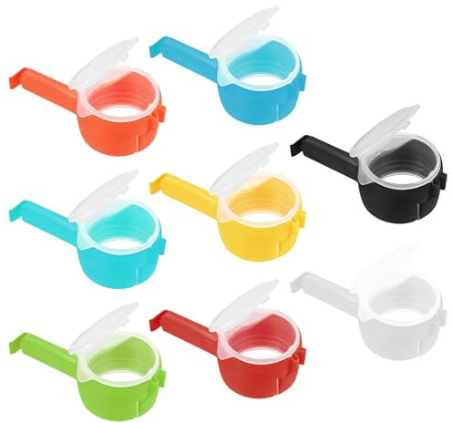 8 STK Verschlussclips mit Ausschütter, Tütenclips für Beutel, Küchenclips, Snackspender Müslispender, Tütenverschluss Verschlussklammern, Frischeclips für Lebensmittel Snacks Nüsse Beutelclips